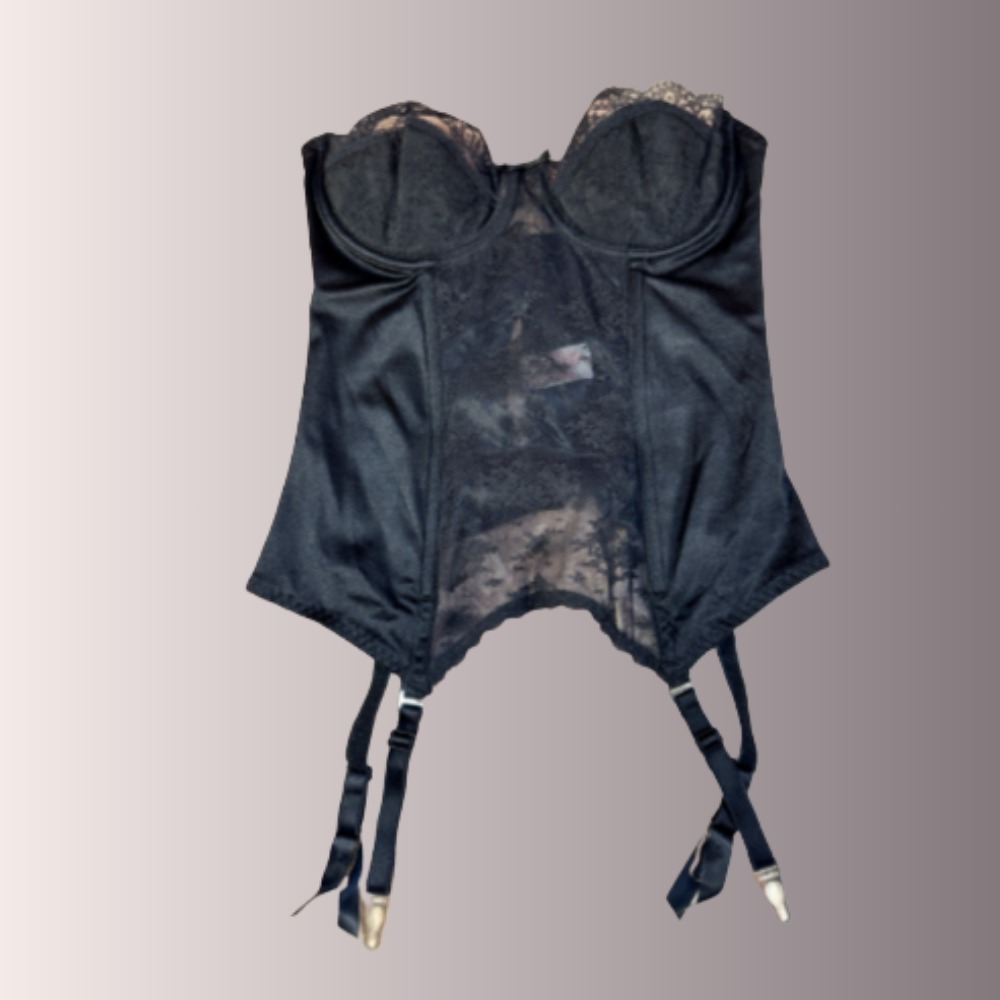 Vtg 1950s 1960s Lady Marlene Bustier Corset Black 34B Style 335